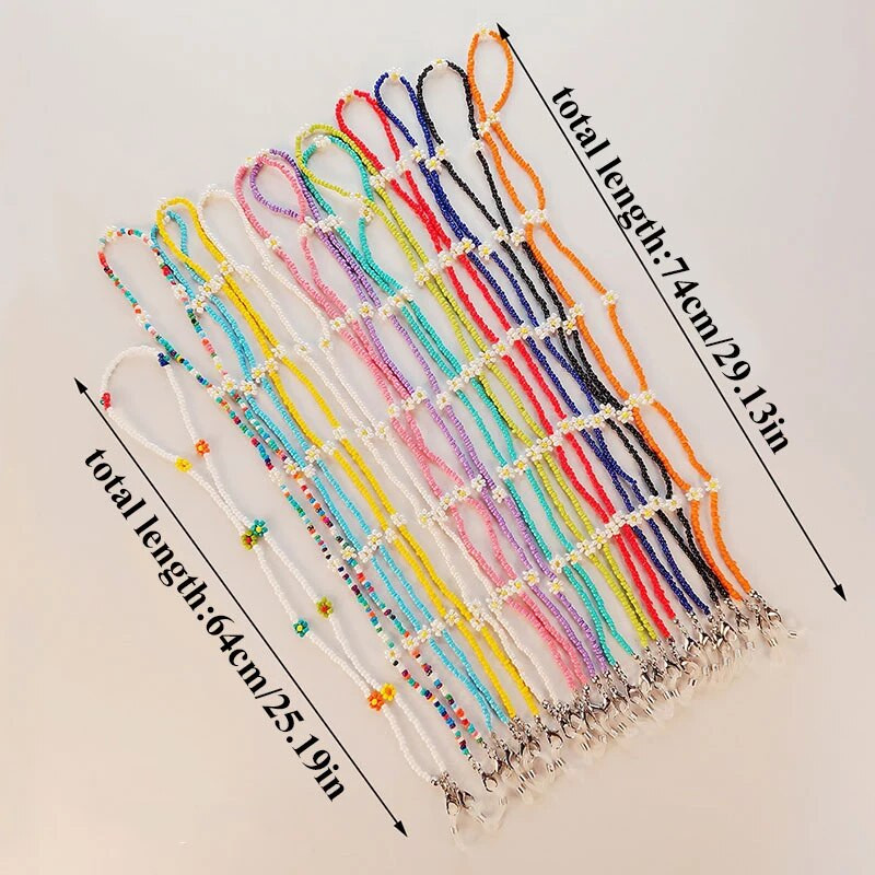 2023. g. Jaunas jauktas krāsas krelles Maska Siksna Ziedi Margrietiņas Kaklarota Brilles Ķēdes Brilles Turētājs Saulesbrilles Štrope Sieviešu Meitenēm