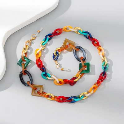 Lanțuri acrilice colorate pentru ochelari de modă șnur geometric pentru ochelari pentru femei Curea anti-pierdere pentru mască de față Suport ochelari de soare frânghie