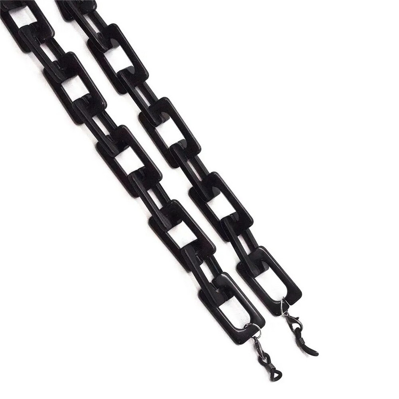 Plašs melns taisnstūris akrila maska ķēde brilles ķēdes kakla siksniņa štrope saulesbrilles Virve briļļu auklas aksesuārs sievietēm vīriešiem