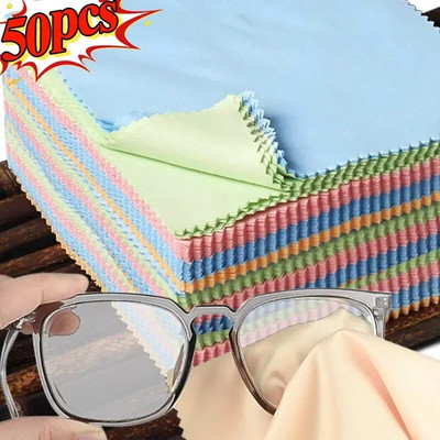 10/50Pcs Microfiber Cleaning Cloth High Quality Chamois Glasses Cleaner Eyewear Clothes Len Phone Screen Clean Wipes Wholesale