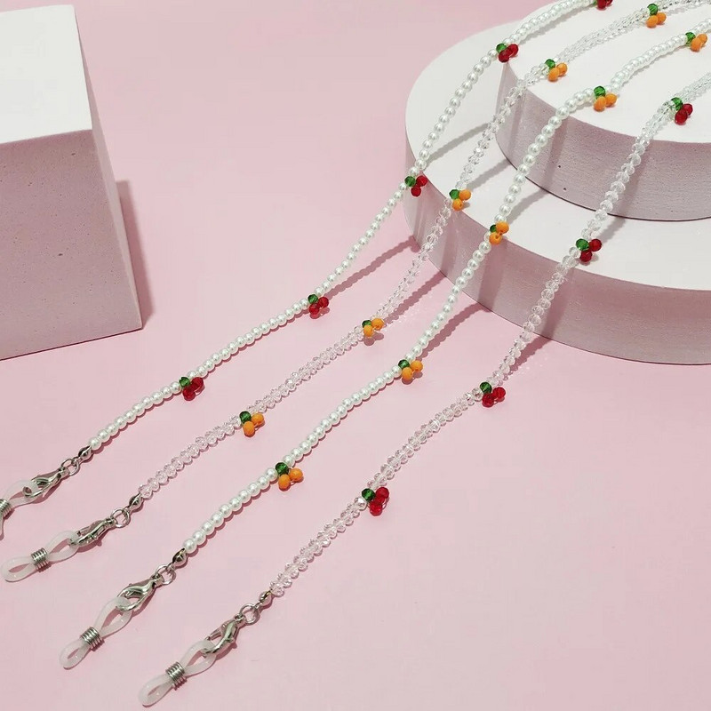 Uus mood Südamekristallhelmestega prillid Kettmask Paelad naiste tüdrukutele Kaelakee Kadumisevastased Maskid Tross Prillide ketid