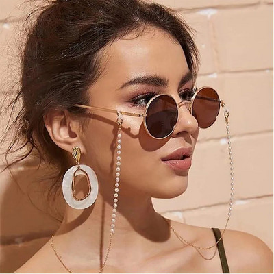 Lanț de ochelari pentru femei, simulare mare, lanț de mărgele de perle pentru ochelari, șnur, curele, accesorii pentru ochelari de soare casual