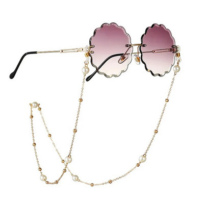 Lanț de ochelari pentru femei, simulare mare, lanț de mărgele de perle pentru ochelari, șnur, curele, accesorii pentru ochelari de soare casual