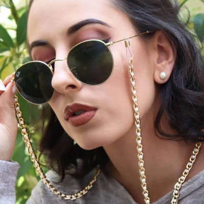 Lanț de ochelari pentru femei, simulare mare, lanț de mărgele de perle pentru ochelari, șnur, curele, accesorii pentru ochelari de soare casual