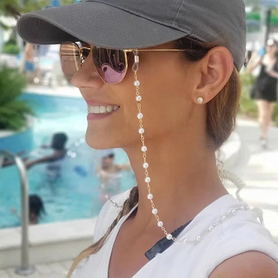 Lanț de ochelari pentru femei, simulare mare, lanț de mărgele de perle pentru ochelari, șnur, curele, accesorii pentru ochelari de soare casual