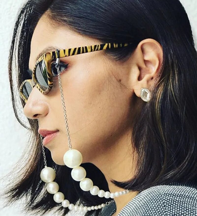 Lanț de ochelari pentru femei, simulare mare, lanț de mărgele de perle pentru ochelari, șnur, curele, accesorii pentru ochelari de soare casual