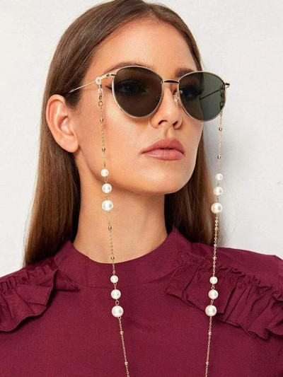 Lanț de ochelari pentru femei, simulare mare, lanț de mărgele de perle pentru ochelari, șnur, curele, accesorii pentru ochelari de soare casual