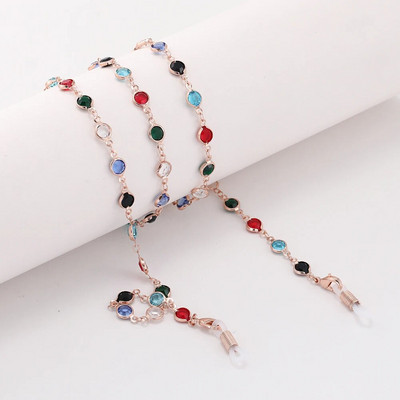 Lanț de ochelari cu margele de cristal Teamer pentru femei, lanțuri cu curele de gât, frânghie metalică de culoare aurie, ochelari, șnur, accesorii pentru ochelari