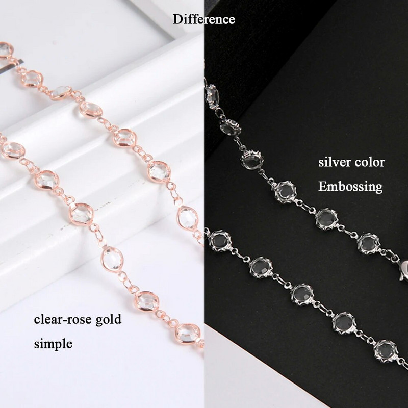 Teamer kristāla pērlīšu briļļu ķēde sievietēm kakla siksnu ķēdes zelta krāsas metāla virves brilles štropes brilles aksesuāri