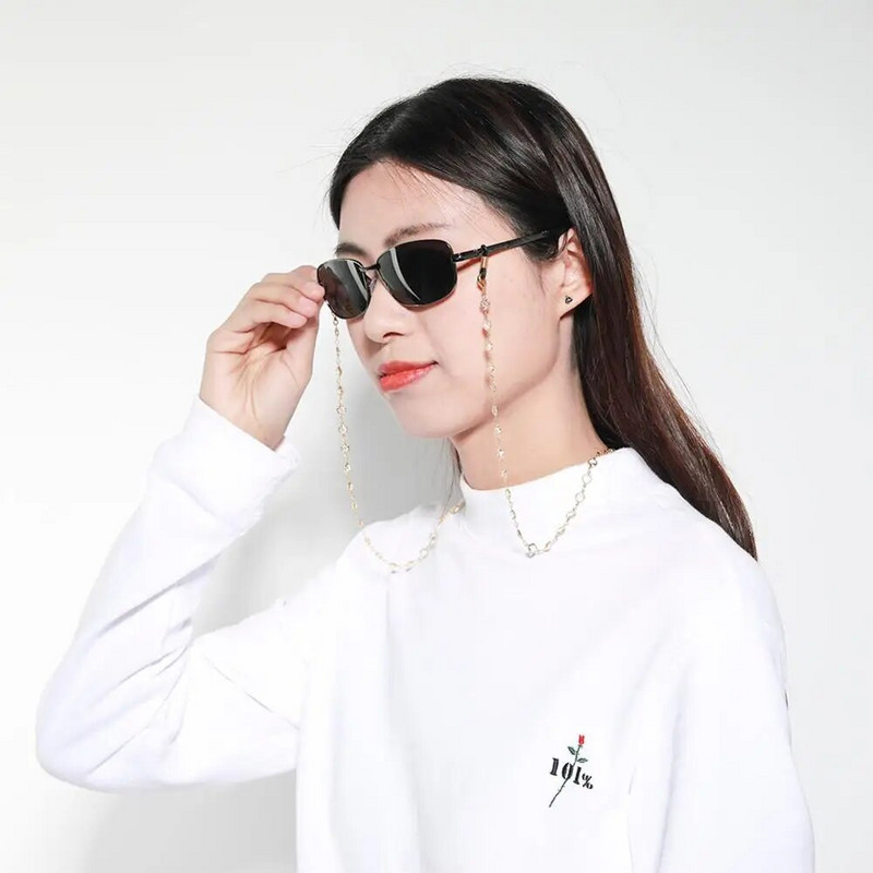 Teamer kristāla pērlīšu briļļu ķēde sievietēm kakla siksnu ķēdes zelta krāsas metāla virves brilles štropes brilles aksesuāri