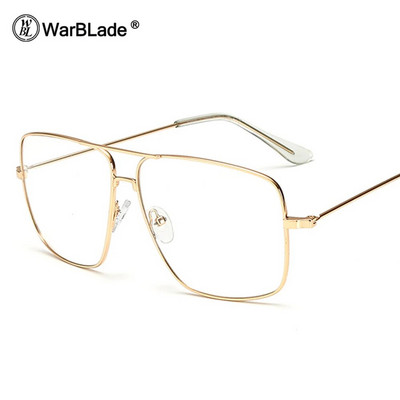 WarBLade Ochelari de vedere cu ramă metalică aurie vintage Ochelari de soare pentru bărbați pentru femei Ochelari cu lentile optice pătrate retro Ochelari cu lentile transparente nerd