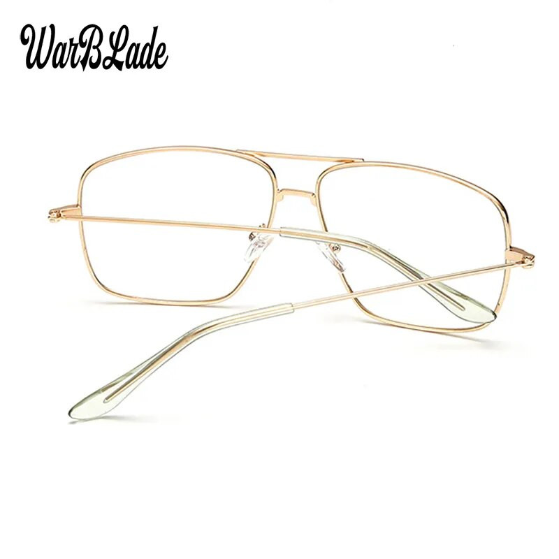 WarBLade Vintage zelta metāla rāmja brilles vīriešu sieviešu saulesbrilles Retro kvadrātveida optiskā lēca brilles Nerd caurspīdīgas lēcas brilles