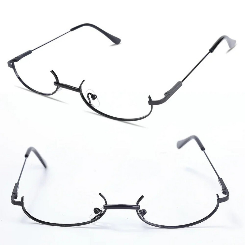 Modes Metāla briļļu rāmis pusrāmis bez objektīva Meitene šiks Harajuku Cosplay ballīšu dekorācijas aksesuāri fotogrāfijas atbalsts