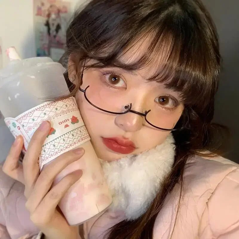 Modes Metāla briļļu rāmis pusrāmis bez objektīva Meitene šiks Harajuku Cosplay ballīšu dekorācijas aksesuāri fotogrāfijas atbalsts