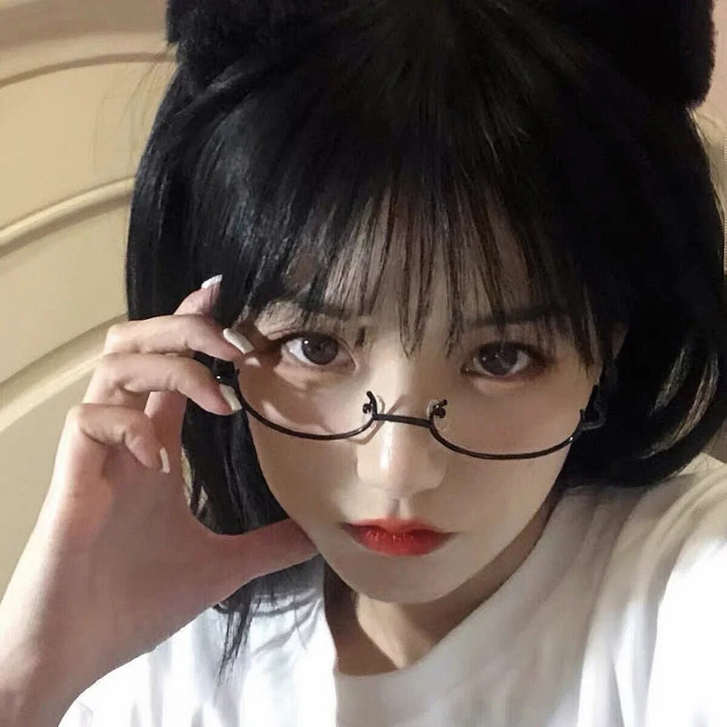 Modes Metāla briļļu rāmis pusrāmis bez objektīva Meitene šiks Harajuku Cosplay ballīšu dekorācijas aksesuāri fotogrāfijas atbalsts