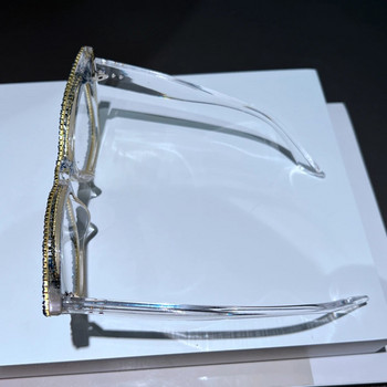 Ръчно изработена декорация от смесени камъни Котешки очи Дамски антисини очила Компютърна рамка Оптични лещи Ново пристигане 2024 г.