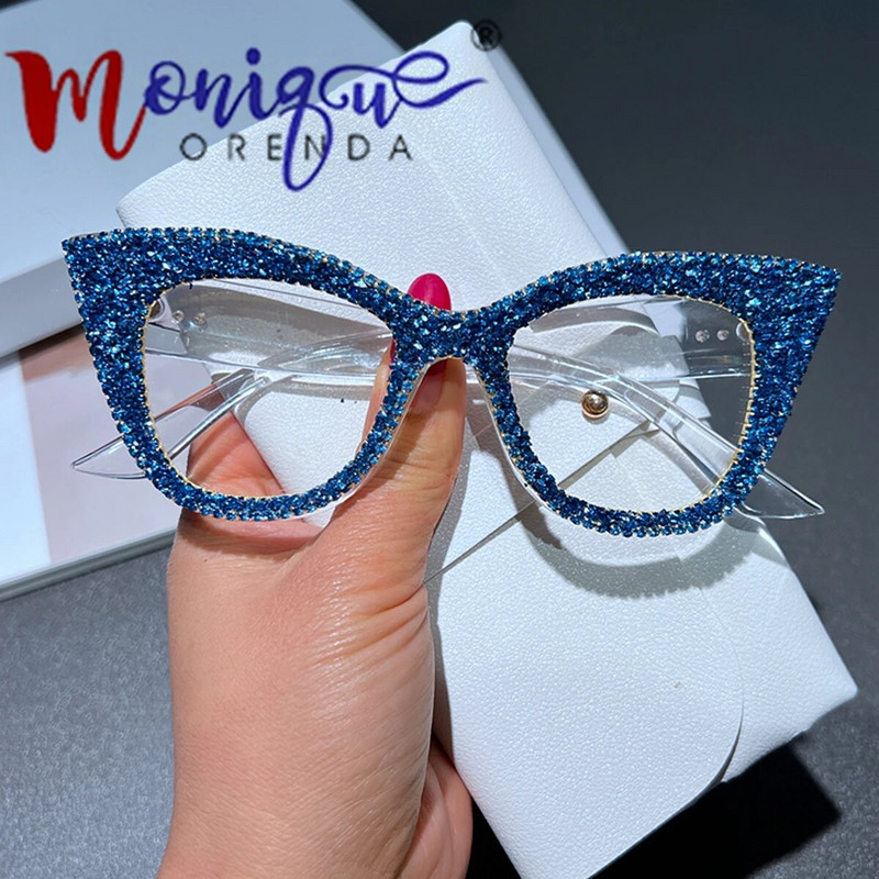 Roku darbs ar akmeņu maisījumu rotājumi kaķu acis sievietēm pretzilas brilles datora ietvars optiskās lēcas jaunums 2024