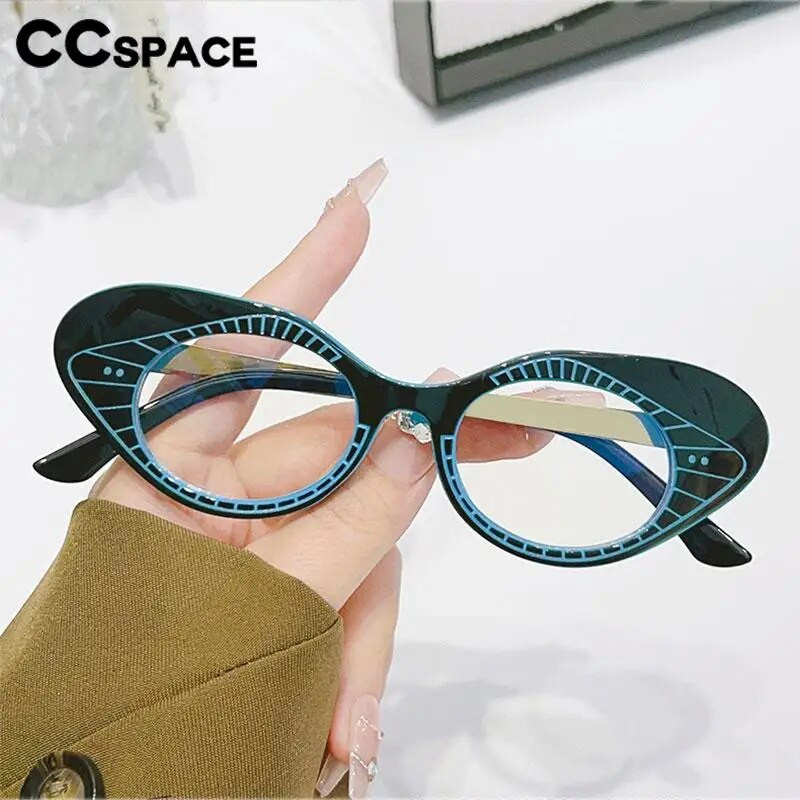 57225 Sieviešu Cat Eye Anti Blue Light Brilles Modes Stripe Optical Recepšu brilles Atsperu viras briļļu rāmis