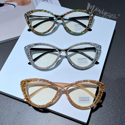 Rhinestone Anti Blue Light Blocking Cat Eye γυαλιά Γυναικεία μοντέρνα ρετρό σκελετό οπτικών γυαλιών Γυναικεία σχεδιαστικά γυαλιά υπολογιστών