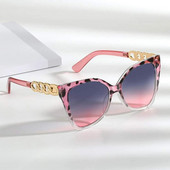 Liela rāmja kaķu acu modes ķēde sieviešu saulesbrilles Eleganta vienkārša stila kvadrātveida kateye sieviešu saulesbrilles