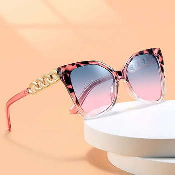 Дамски слънчеви очила с голяма рамка, модна верига, котешко око, елегантен, изчистен стил, квадратни женски слънчеви очила Cateye
