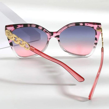 Дамски слънчеви очила с голяма рамка, модна верига, котешко око, елегантен, изчистен стил, квадратни женски слънчеви очила Cateye
