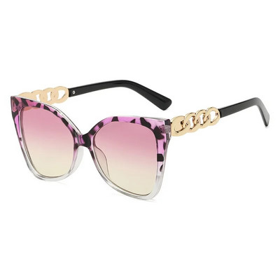 Liela rāmja kaķu acu modes ķēde sieviešu saulesbrilles Eleganta vienkārša stila kvadrātveida kateye sieviešu saulesbrilles