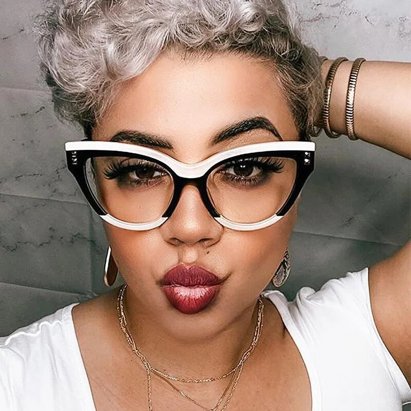 Brand Designer Cat Eye Patchwork Optilised prilliraamid Naistele Moodprillid Antiblue Light Arvutiprillid