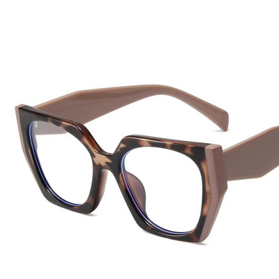 56790 Retro optički okvir za naočale u boji sa šavovima Ženske mačkaste oči velike veličine, ravno ogledalo Tr90 Modne antiplave računalne naočale