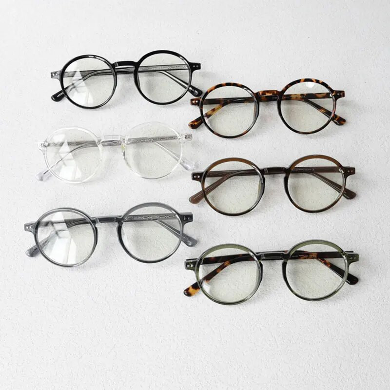 mimiyou Tr90+Acetate Apvalūs akinių rėmeliai Moteriški Anti Blue Light Optiniai akiniai Vyriški akinių rėmeliai UV400 Kompiuteriniai akiniai