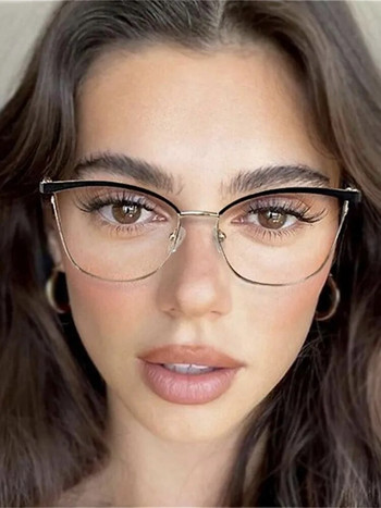 2023 Анти-синя светлина Дамски котешки очила Рамки за маркови дизайнерски големи рамки за оптични очила Прозрачни диоптрични очила