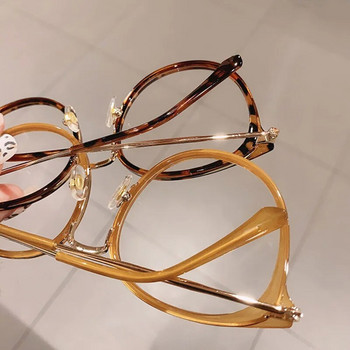 Μόδα Στρογγυλά Γυναικεία Γυαλιά Σκελετός Vintage Retro Clear Ανδρικά Γυαλιά Οπτικά Leopard Green Glasses