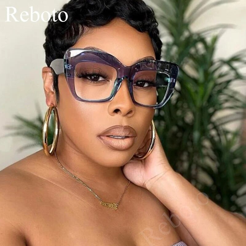 Briļļu ietvars Sieviešu Lielizmēra Kvadrātveida vintage ietvars Caurspīdīgs Briļļu ietvars Sieviešu Luksusa zīmola datoru brilles