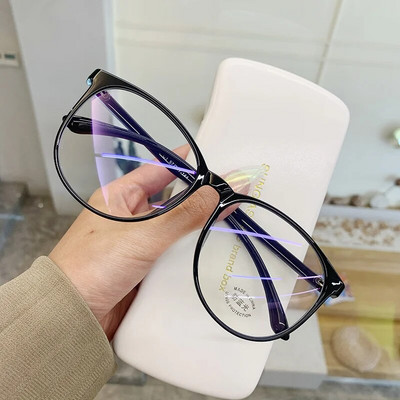 Ochelari rotunzi de modă pentru femeie Anti lumină albastră Ochelari de ochelari vintage transparenți pentru computer cu lentile clare Retro ochelari mari Ramă pentru femei