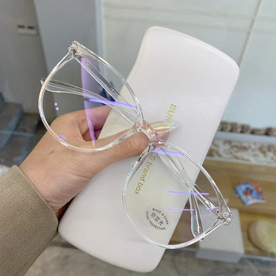 Ochelari rotunzi de modă pentru femeie Anti lumină albastră Ochelari de ochelari vintage transparenți pentru computer cu lentile clare Retro ochelari mari Ramă pentru femei