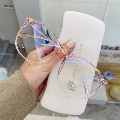 Ochelari rotunzi de modă pentru femeie Anti lumină albastră Ochelari de ochelari vintage transparenți pentru computer cu lentile clare Retro ochelari mari Ramă pentru femei
