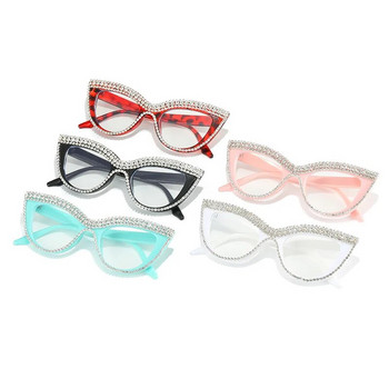 Винтидж дизайнерска луксозна марка Диамантена рамка за очила с котешко око Тенденции в дамската мода Кристални секси рамки за очила за четене с късогледство