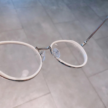 Iwete Fashion Големи кръгли рамки за очила Мъже Жени Метални рамки за очила Старинни оптични очила Черни бели очила