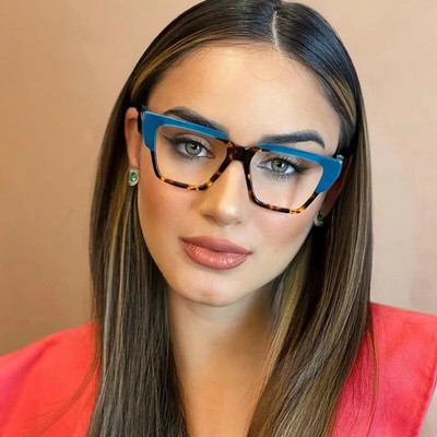 Ochelari de vedere TR90 Anti lumină albastră, ochi de pisică, pentru femei, ochelari vintage colorați pentru femei, ochelari optici clari de modă