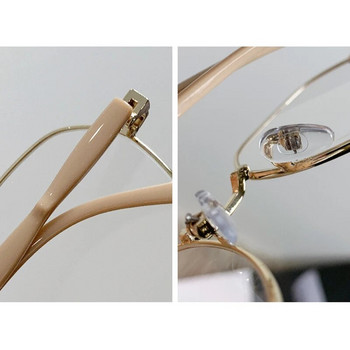 Fashion Metal Anti Blue Light Γυαλιά Σκελετός Γυναικεία ρετρό στρογγυλά γυαλιά με απλά εξαιρετικά ελαφριά επίπεδη καθρέφτης Μοντέρνα καθαρά γυαλιά