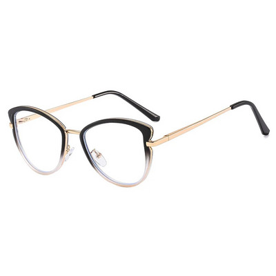 Kassisilmad Optilised prilliraamid Naistele Disainer Luksuslikud Moodsad metallist prillid Sinise valgusevastased Arvuti silmade kaitseklaasid