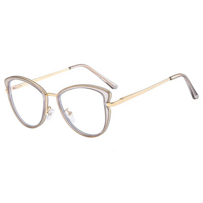 Kassisilmad Optilised prilliraamid Naistele Disainer Luksuslikud Moodsad metallist prillid Sinise valgusevastased Arvuti silmade kaitseklaasid
