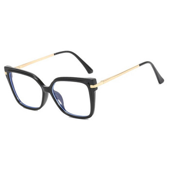 Tr90 Метална квадратна рамка за компютърни очила за жени Оптични очила, блокиращи синята светлина Модни обикновени стъклени очила
