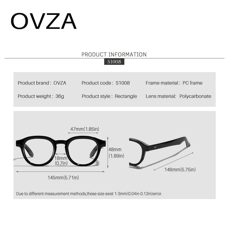 OVZA retro vintage brilles vīriešiem 2023. gada jaunas sieviešu saulesbrilles un briļļu ietvars Lunettes De Soleil Homme S1008