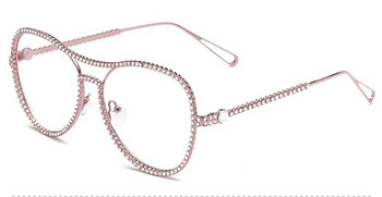 Винтидж очила Луксозни рамки Дизайнер на марка Дамски диаманти Метална оптика Класически очила Перлени рамки Прозрачни прозрачни лещи