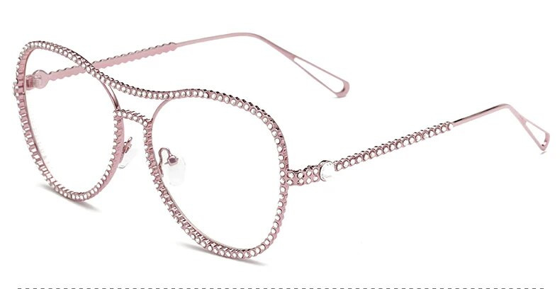 Vintage naočale Luksuzni okviri Dizajnerske marke Ženske dijamantne metalne optike Klasične naočale s bisernim okvirima Prozirne prozirne leće