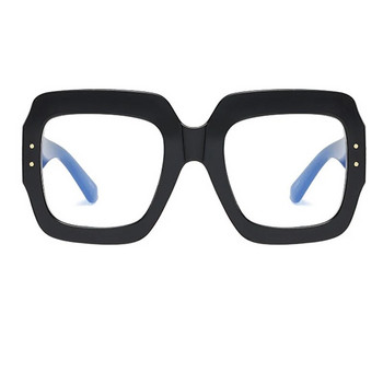 Голяма рамка за очила против синя светлина Дамска модна луксозна марка Квадратна голяма рамка Прозрачни лещи Реколта