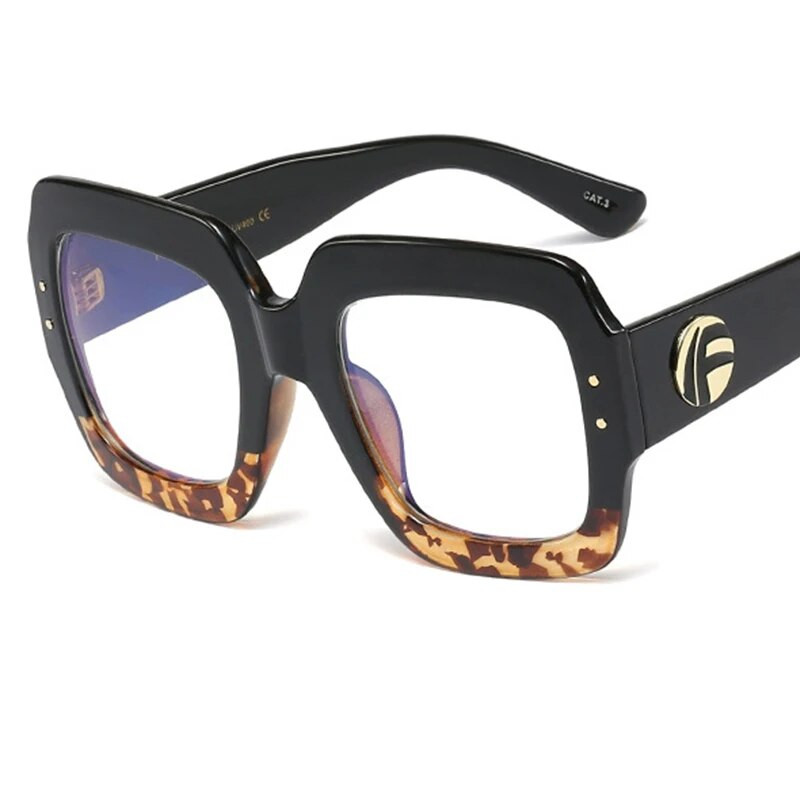 Anti mėlynos šviesos negabaritinių akinių rėmeliai moteriški madingi prabangūs prekės ženklo kvadratiniai dideli rėmeliai skaidraus lęšio permatomi vintažiniai akiniai