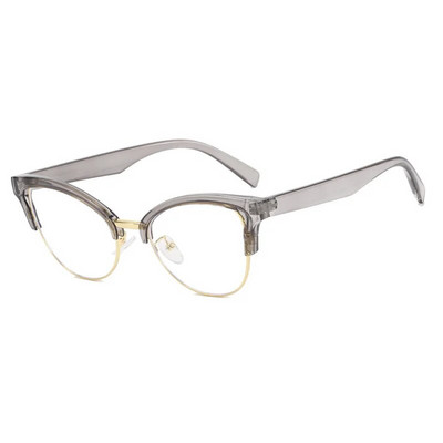 2023 Fashion Cat Eye Tavalised prillid naistele Arvutiraamiga prillid peokrillid Metallist poolraamiga prillid Läbipaistvad prillid