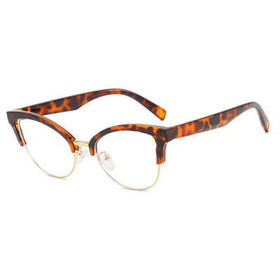 2023 Fashion Cat Eye Tavalised prillid naistele Arvutiraamiga prillid peokrillid Metallist poolraamiga prillid Läbipaistvad prillid